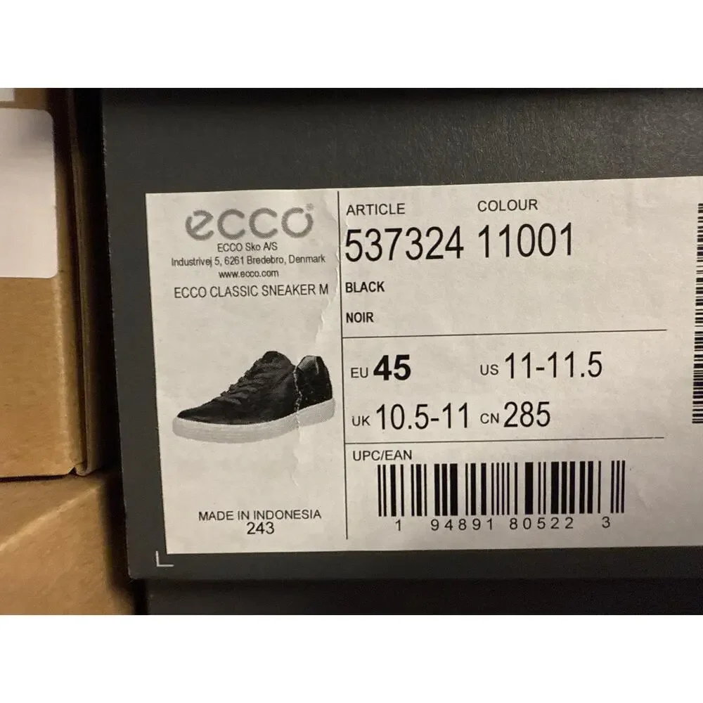 ECCO MEN'S 11 CLASSIC SNEAKER BLACK LEATHER 53732411001